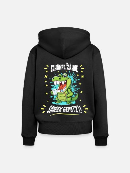 Krokodil Zahn Hygiene - Frauen Premium Bio Zip Hoodie - Schwarz