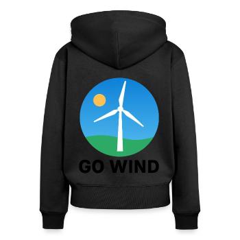 Support Wind Energy – Clean Power Symbol - Women's Premium Organic Zip Hoodie - black - Back - Julia (174cm)