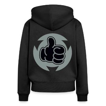 Daumen Hoch - Frauen Premium Bio Zip Hoodie - Schwarz - Hinten - Julia (174cm)