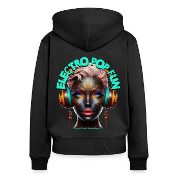 ELECTRO POP FUN - Cool Woman with Headphones! - Women's Premium Organic Zip Hoodie - black - Back - Julia (174cm)