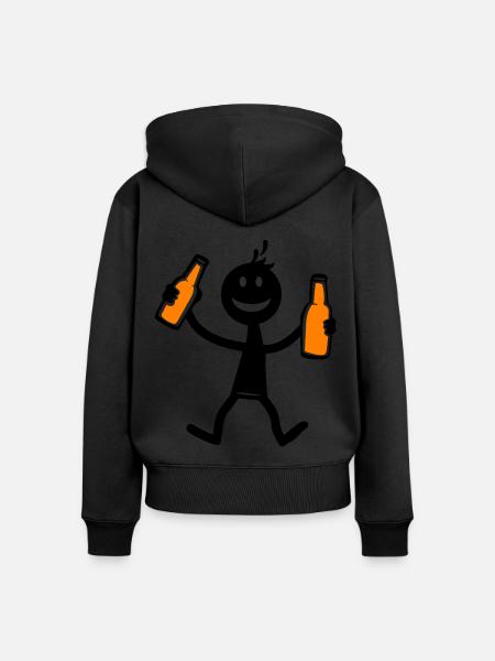Drinking Bier - Frauen Premium Bio Zip Hoodie - Schwarz