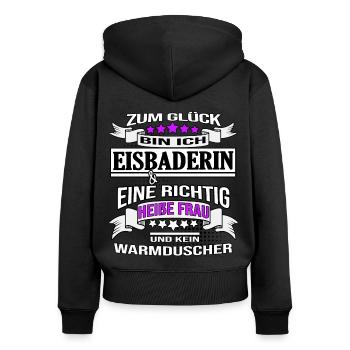 eisbader winterbaderin eisbader eisbademeisterin - Frauen Premium Bio Zip Hoodie - Schwarz - Hinten - Julia (174cm)