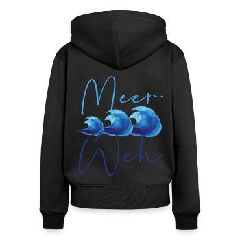 meer weh,meer,wellen,,angler,meerweh,sehnsucht - Frauen Premium Bio Zip Hoodie - Schwarz - Hinten - Julia (174cm)