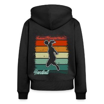 Handball Handball Joueur de handball féminin - Sweat à capuche zippé Premium bio Femme - noir - Dos - Julia (174cm)