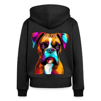 Boxer Paint Splash Art - Women's Premium Organic Zip Hoodie - black - Back - Julia (174cm)