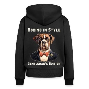 Boxe avec style - Sweat à capuche zippé Premium bio Femme - noir - Dos - Julia (174cm)