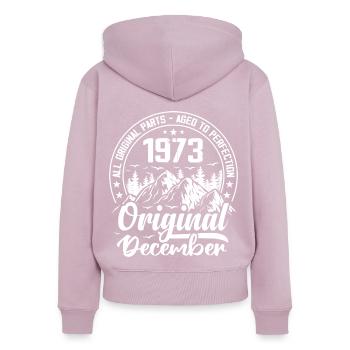 Dezember 1973 Original 51 Jahre altes Geburtstagsgeschenk - Frauen Premium Bio Zip Hoodie - Altrosa - Hinten - Julia (174cm)