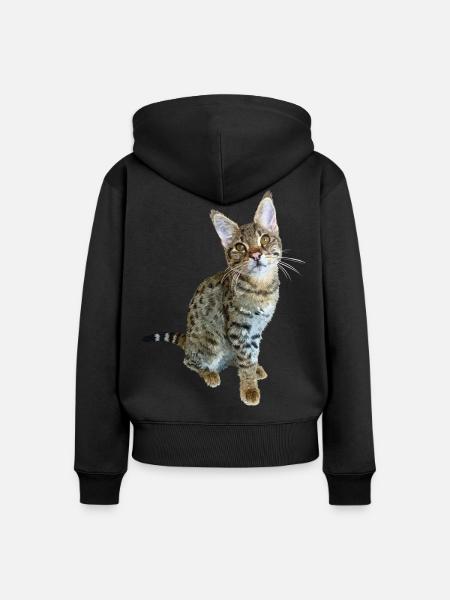 Tabby - Frauen Premium Bio Zip Hoodie - Schwarz