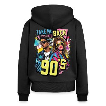 90s 90er Jahre Musik Bunt Party Karneval Kostüm - Frauen Premium Bio Zip Hoodie - Schwarz - Hinten - Julia (174cm)