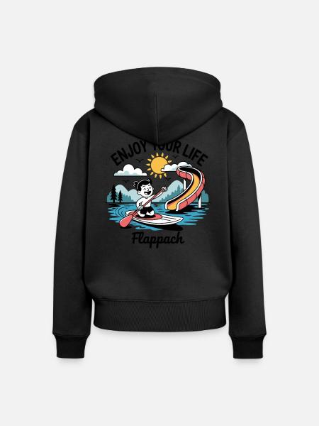 Enjoy Your Life - Flappach SUP-Spaß - Frauen Premium Bio Zip Hoodie - Schwarz