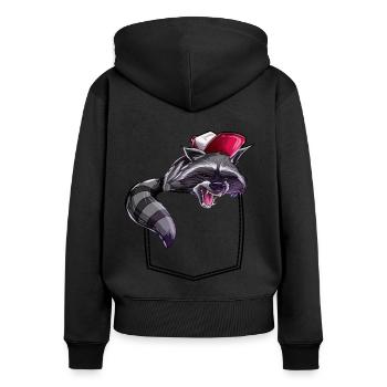 Raccoon in Pocket Chest Bag Bear Gift - Women's Premium Organic Zip Hoodie - black - Back - Julia (174cm)