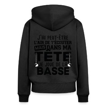 Basse Bassiste Guitare Guitariste Musique Musicien - Sweat à capuche zippé Premium bio Femme - noir - Dos - Julia (174cm)