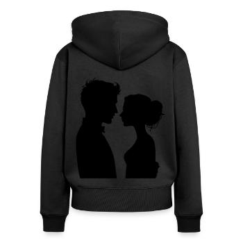Mariage de couple Mariage de couple - Sweat à capuche zippé Premium bio Femme - noir - Dos - Julia (174cm)