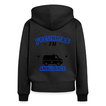 j peux pas j ai ambulance - Sweat à capuche zippé Premium bio Femme - noir - Dos - Julia (174cm)