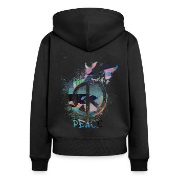 paix, graffiti, paix, drapeau, paix, sourd - Sweat à capuche zippé Premium bio Femme - noir - Dos - Julia (174cm)