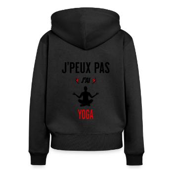 J'peux pas j'ai yoga phrase humoristique - Sweat à capuche zippé Premium bio Femme - noir - Dos - Julia (174cm)