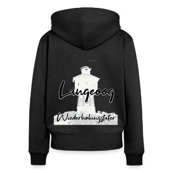 Langeoog Leuchtturm Insel - Frauen Premium Bio Zip Hoodie - Schwarz - Hinten - Julia (174cm)