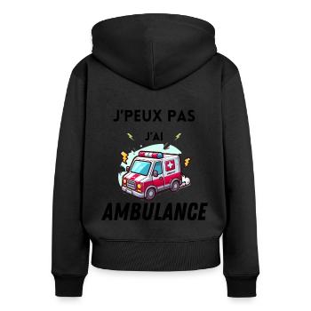 J peux pas j ai ambulance - Sweat à capuche zippé Premium bio Femme - noir - Dos - Julia (174cm)