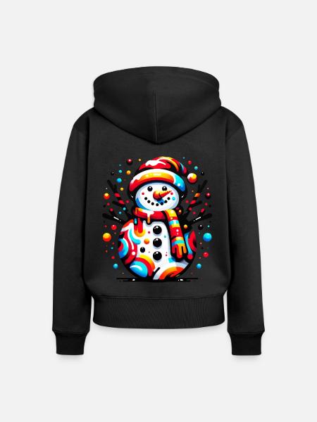 Funky Snowman - Frauen Premium Bio Zip Hoodie - Schwarz