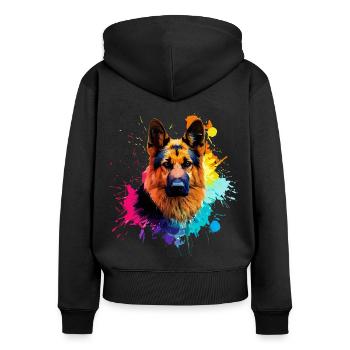 German Shepherd Puppy Dog Canine Animals Pets - Women's Premium Organic Zip Hoodie - black - Back - Julia (174cm)