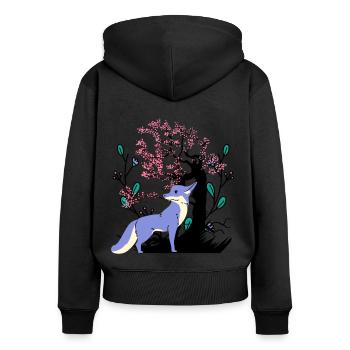 Vintage Fuchs Waldtier Füchse Natur - Frauen Premium Bio Zip Hoodie - Schwarz - Hinten - Julia (174cm)