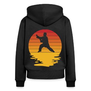 Tai Chi Arts Martiaux Méditation Autodéfense - Sweat à capuche zippé Premium bio Femme - noir - Dos - Julia (174cm)