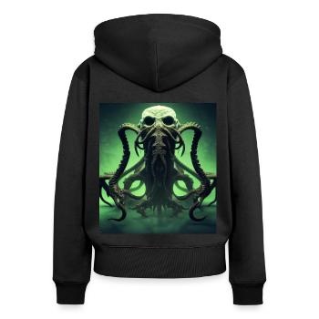 Alien rencontre Cthulhu sous stéroïdes - Sweat à capuche zippé Premium bio Femme - noir - Dos - Julia (174cm)