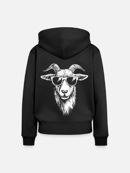 Ziege Goat Sonnenbrille - Frauen Premium Bio Zip Hoodie - Schwarz