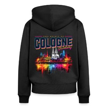 Köln Skyline Kölner Dom Deutschland Stadt Bunt - Frauen Premium Bio Zip Hoodie - Schwarz - Hinten - Julia (174cm)