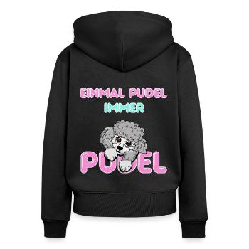 Auf den Pudel gekommen - süßer Silberpudel - Frauen Premium Bio Zip Hoodie - Schwarz - Hinten - Julia (174cm)