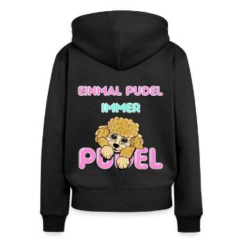 Auf den Pudel gekommen - süßes Pudelpaar - Frauen Premium Bio Zip Hoodie - Schwarz - Hinten - Julia (174cm)