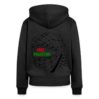 Free palestine - Sweat à capuche zippé Premium bio Femme - noir - Dos - Julia (174cm)