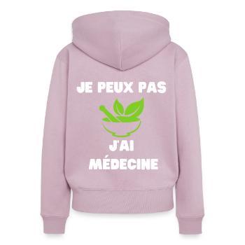 Ich kann keine Medikamente haben - Frauen Premium Bio Zip Hoodie - Altrosa - Hinten - Julia (174cm)