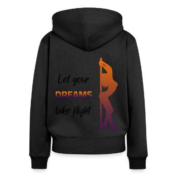 Poledance - Laissez vos rêves prendre leur envol - Sweat à capuche zippé Premium bio Femme - noir - Dos - Julia (174cm)
