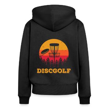 Frisbee Vintage Discgolf disque cadeau - Sweat à capuche zippé Premium bio Femme - noir - Dos - Julia (174cm)