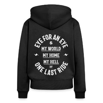 Fast and Furious Eye for an Eye Auge um Auge - Frauen Premium Bio Zip Hoodie - Schwarz - Hinten - Julia (174cm)