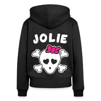 Piratin Jolie Design für Mädchen und Frauen - Frauen Premium Bio Zip Hoodie - Schwarz - Hinten - Julia (174cm)