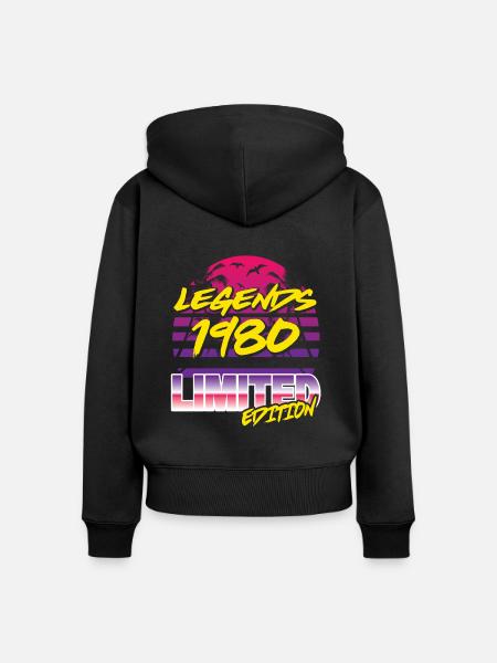 Legends 1980 Limited edition - Frauen Premium Bio Zip Hoodie - Schwarz