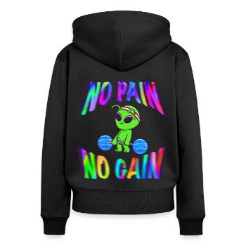 Ohne Fleiß kein Preis - Frauen Premium Bio Zip Hoodie - Schwarz - Hinten - Julia (174cm)