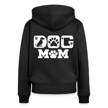 Dog Mom - Frauen Premium Bio Zip Hoodie - Schwarz - Hinten - Julia (174cm)
