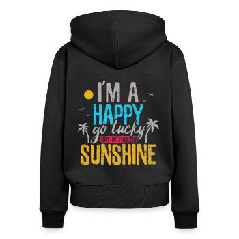 Je suis un rayon de soleil joyeux Sonne - Sweat à capuche zippé Premium bio Femme - noir - Dos - Julia (174cm)