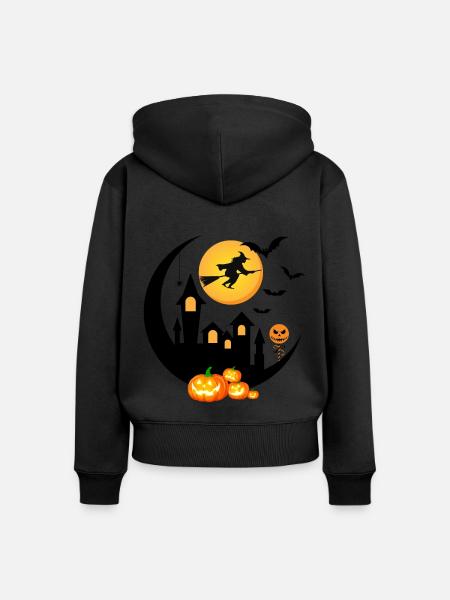 Halloween-Atmosphäre - Frauen Premium Bio Zip Hoodie - Schwarz
