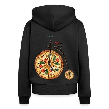Pizza Pun avec Penny Farthing vélo Art vélo jeu de mots - Sweat à capuche zippé Premium bio Femme - noir - Dos - Julia (174cm)