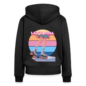 Let's Roll Retro Sunset Rollerskating Girl - Women's Premium Organic Zip Hoodie - black - Back - Julia (174cm)