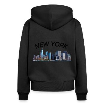New York NewYork City - Frauen Premium Bio Zip Hoodie - Schwarz - Hinten - Julia (174cm)