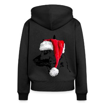 Santa MALINOIS Chiens de Noël Chien Wilsigns - Sweat à capuche zippé Premium bio Femme - noir - Dos - Julia (174cm)