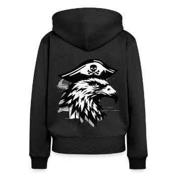 Tête d’aigle pirate boucanier graffiti street art - Sweat à capuche zippé Premium bio Femme - noir - Dos - Julia (174cm)