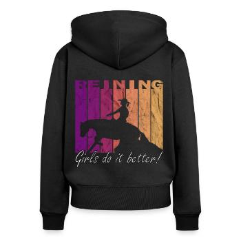 Reining girls do it better Western rider QH - Sweat à capuche zippé Premium bio Femme - noir - Dos - Julia (174cm)