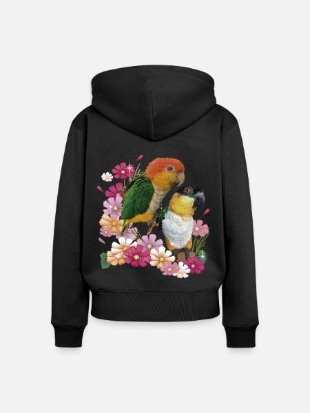 Der orangeköpfige Caique - Frauen Premium Bio Zip Hoodie - Schwarz