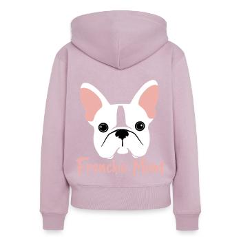 Frenchie Mom - Frauen Premium Bio Zip Hoodie - Altrosa - Hinten - Julia (174cm)